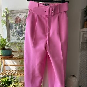 Zara Pink Belted Trousers